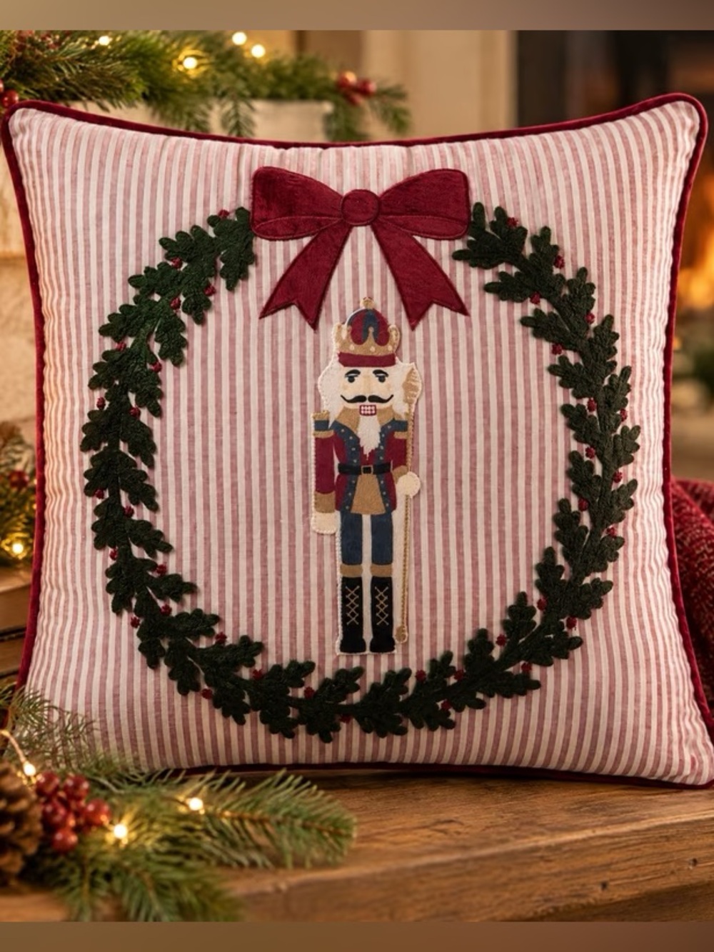 My Texas House Nutcracker Decorative Christmas Pillow, Multicolor, 18" x 18"